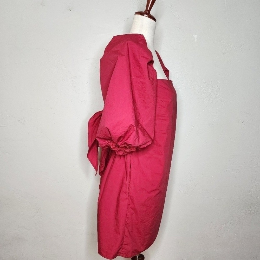 Anthropologie + Mare Mare Red Puff Sleeve Mini Dress Size Medium - Picture 5 of 8